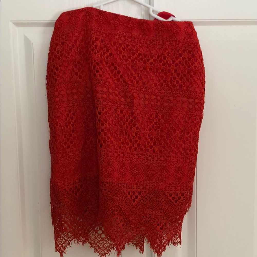 Banana Republic lace burnt orange/red skirt